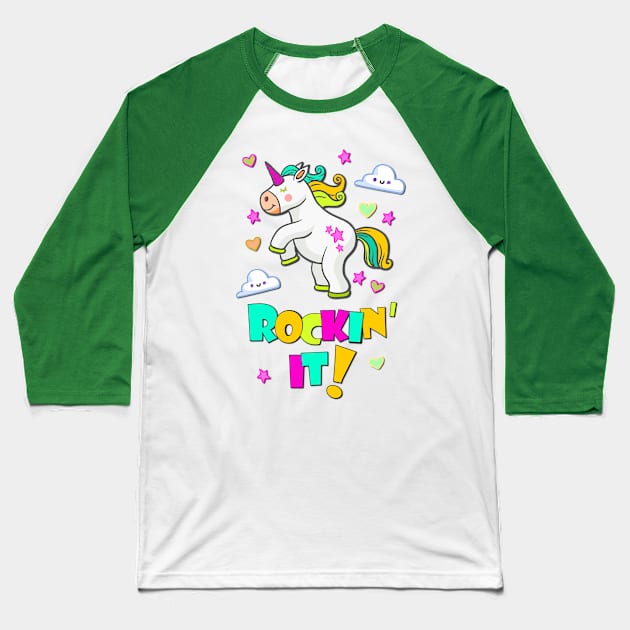 Dancing Unicorn Baseball T-Shirt by AlondraHanley